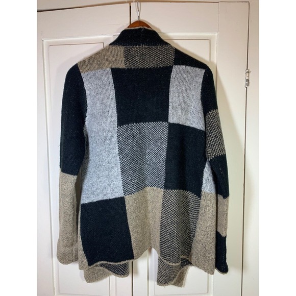 Sioni Cardigan Sweater Womens Medium Black White Open Artsy Boho Mature Modern - Picture 3 of 11